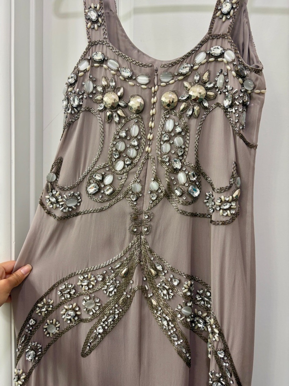 100% Silk Beaded Sleeveless Dress - Picture 4 of 7